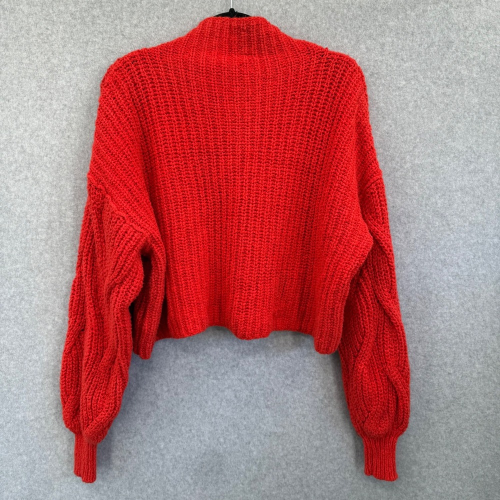 Free People Seasons Change Chunky Knit Sweater Women S Mock Neck‎ Cropped Orange - Picture 7 of 9